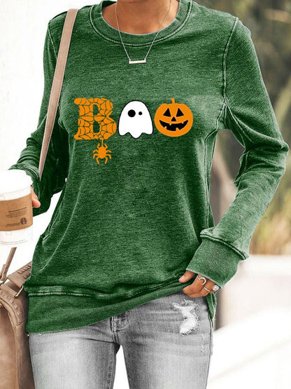 Women's Halloween Boo Printed Sweatshirt