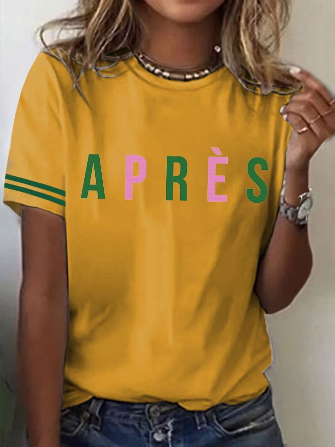 Women's Tennis Printed Round-Neck Casual T-Shirt