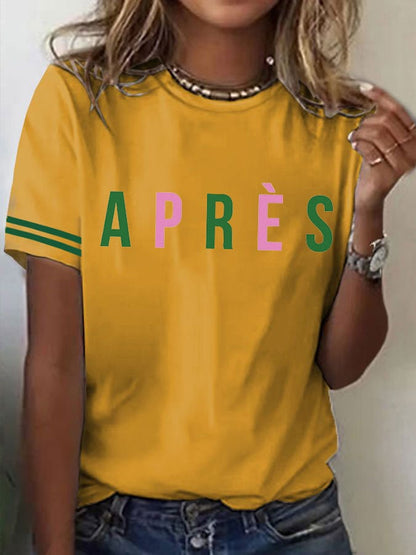 Women's Tennis Printed Round-Neck Casual T-Shirt