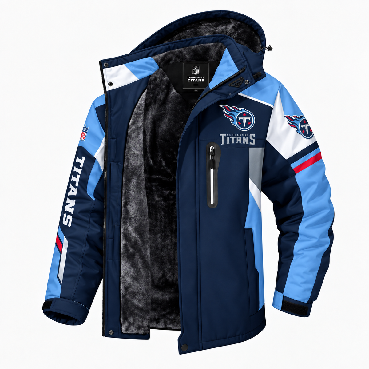 AEGE TENNESSEE TITANS TEAM LOGO FOOTBALL GRAPHIC FLEECE LINED HOODED JACKET