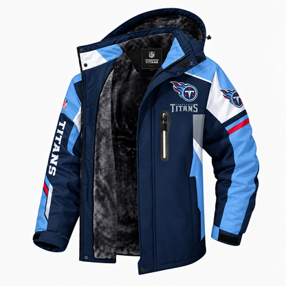 AEGE TENNESSEE TITANS TEAM LOGO FOOTBALL GRAPHIC FLEECE LINED HOODED JACKET