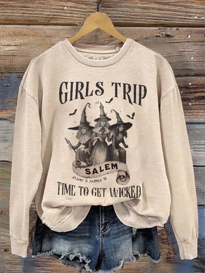 Women's Vintage Halloween Witch Party Sweatshirt