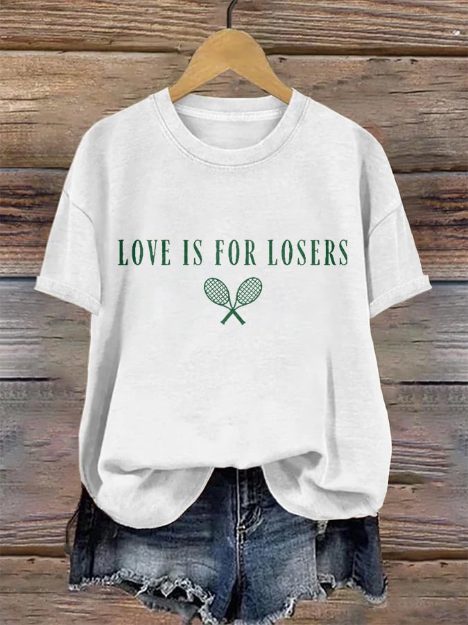 Women's Love Is For Losers Tennis Print T-Shirt