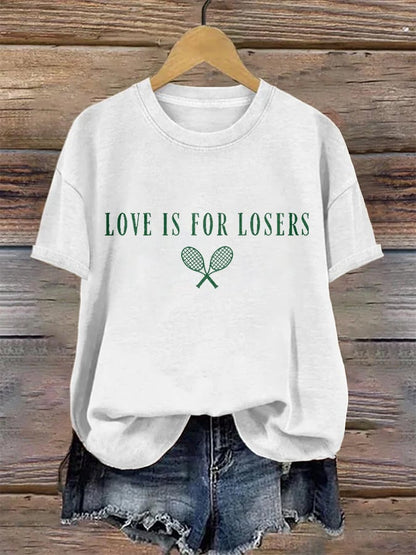 Women's Love Is For Losers Tennis Print T-Shirt