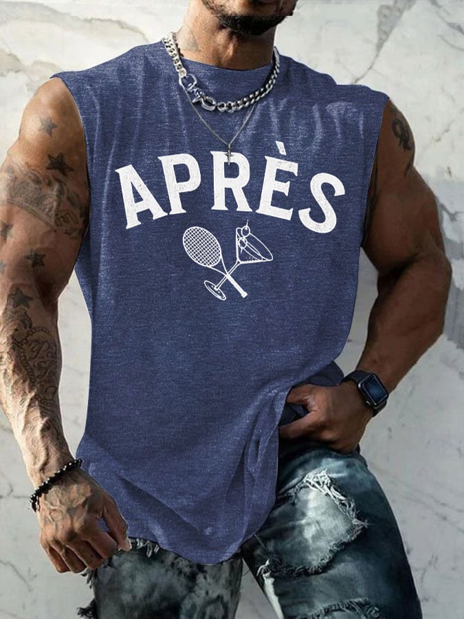 Men's Apres Tennis Printed Casual Tank Top
