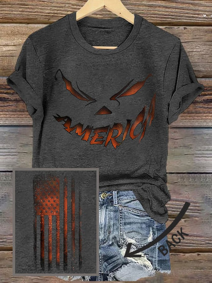 Women's American Halloween Print T-shirt