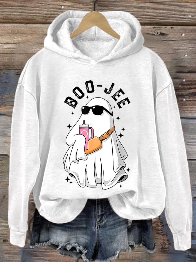 Women's Halloween Boo Jee Cute Ghost Casual Hoodie