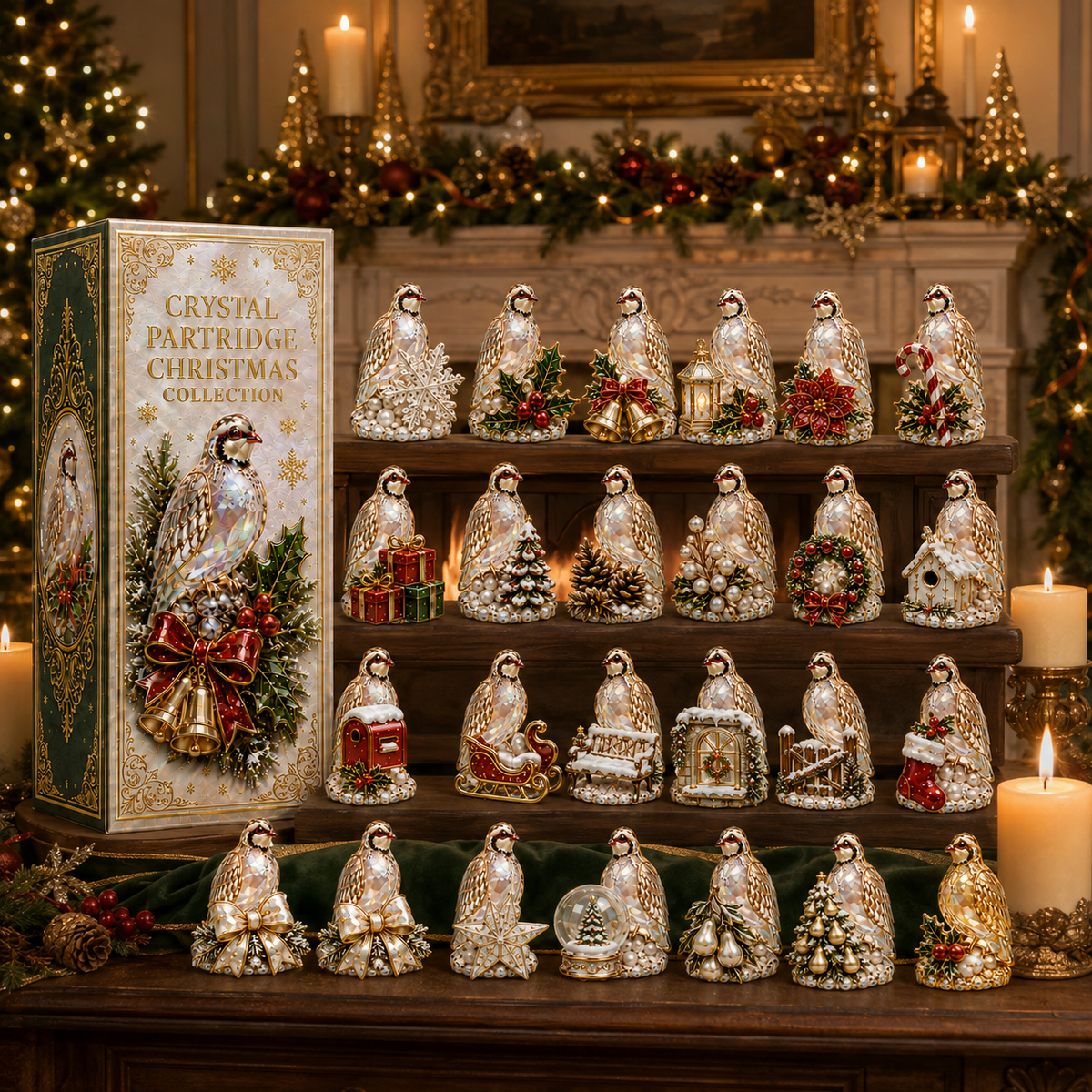 24-Day Partridge Advent Calendar | Hand-Painted Figurine Countdown Gift
