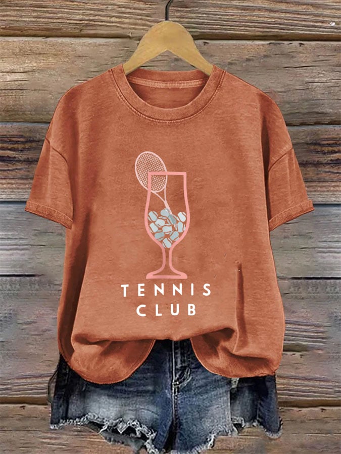 Women's Tennis Printed Round-Neck Casual T-Shirt