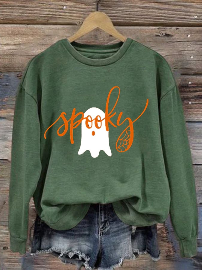 Women's Funny Halloween Spooky Season Printed Sweatshirt