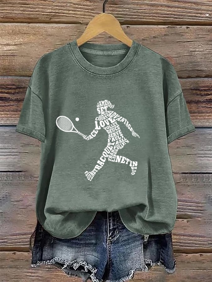 Women's Tennis Player Print T-Shirt