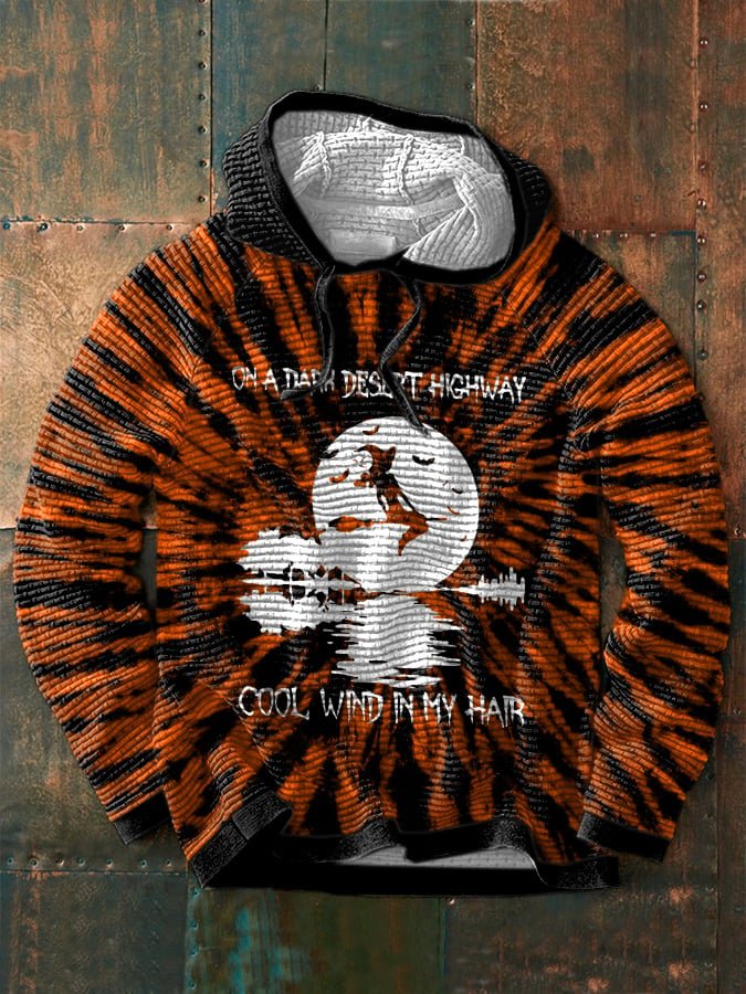 Men's On A Dark Desert Highway Cool Wind In My Hair Witch Print Waffle Hoodie