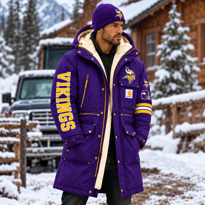 UNISEX MINNESOTA VIKINGS PURPLE WINTER SHERPA LINED HOODED PARKA JACKET