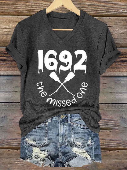 Women 1692 They Missed One Halloween Print T-shirt