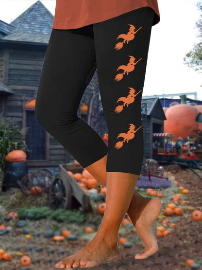 Women's Halloween Witch Broom Salem Broom Co. Cropped Leggings