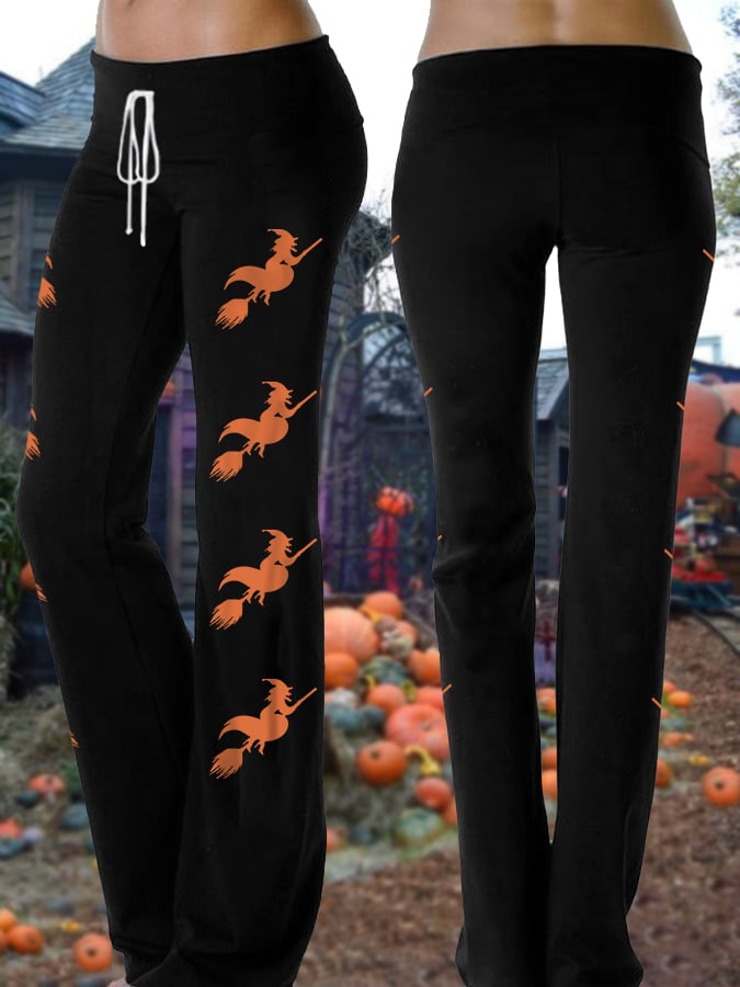 Women's Halloween Witch Salem Broom Co. EST 1692 Wide-Leg Casual Pants