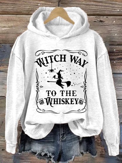 Women's Halloween Witch Way To The Whiskey Hoodie