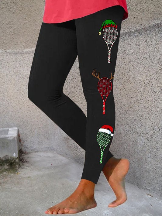 Women's Christmas Tennis Racket Print Leggings