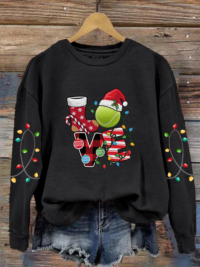 Women's Christmas Tennis Lovers Printed Casual Sweatshirts