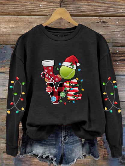 Women's Christmas Tennis Lovers Printed Casual Sweatshirts