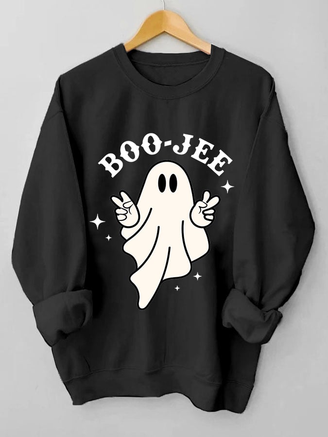 Women's Halloween Boo Jee Cute Ghost Casual Sweatshirt