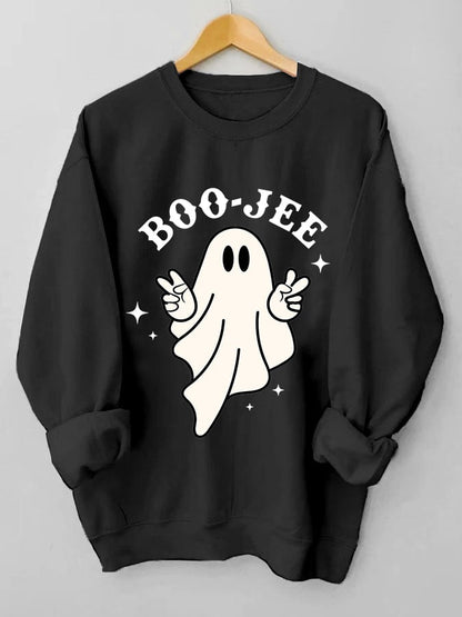 Women's Halloween Boo Jee Cute Ghost Casual Sweatshirt