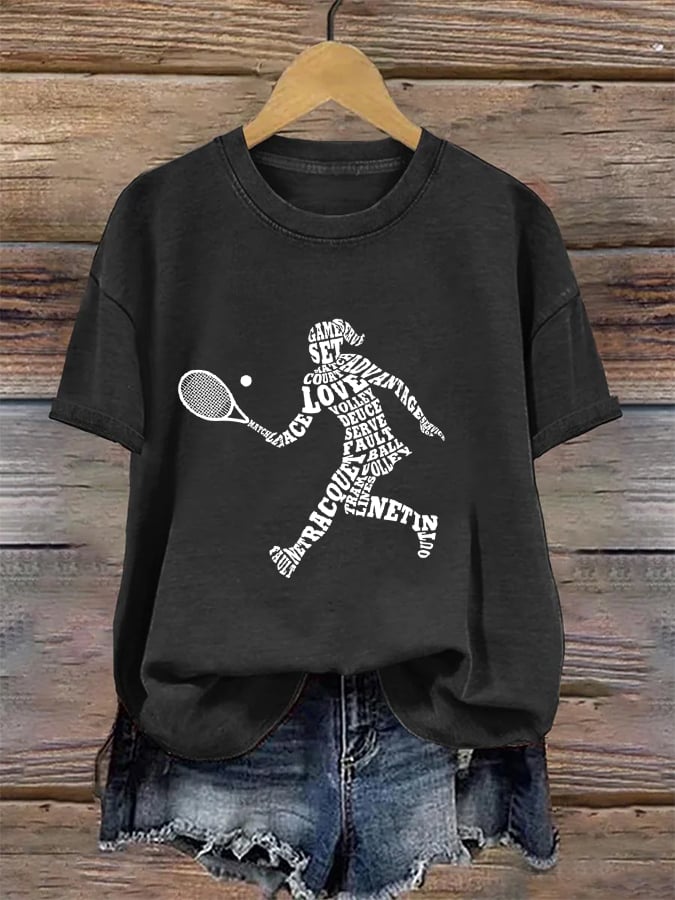Women's Tennis Player Print T-Shirt