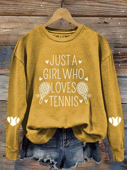 Women's "Just A Girl Who Loves Tennis" printed sweatshirt