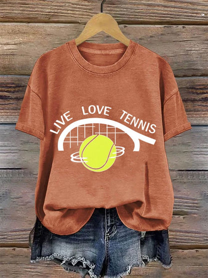 Women's Tennis Printed Round-Neck Casual T-Shirt