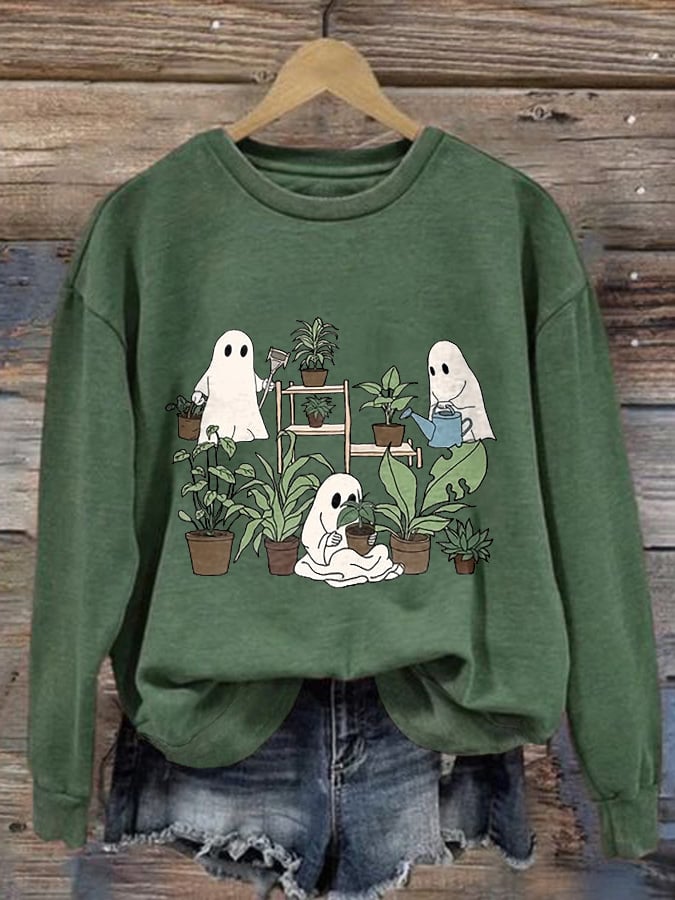 Women's Halloween Print Long Sleeve Sweatshirt