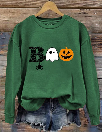 Women's  Halloween Boo Print Sweatshirt