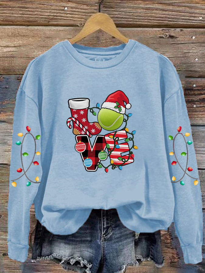 Women's Christmas Tennis Lovers Printed Casual Sweatshirts