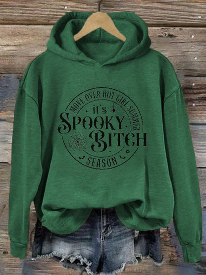 Women's Halloween Move Over Hot Girl Summer It's Spooky Bitch Season Print Casual Hoodie