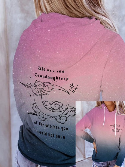 Women's Halloween We Are The Granddaughters of Witches You Could Not Burn Printed Hooded Sweatshirt