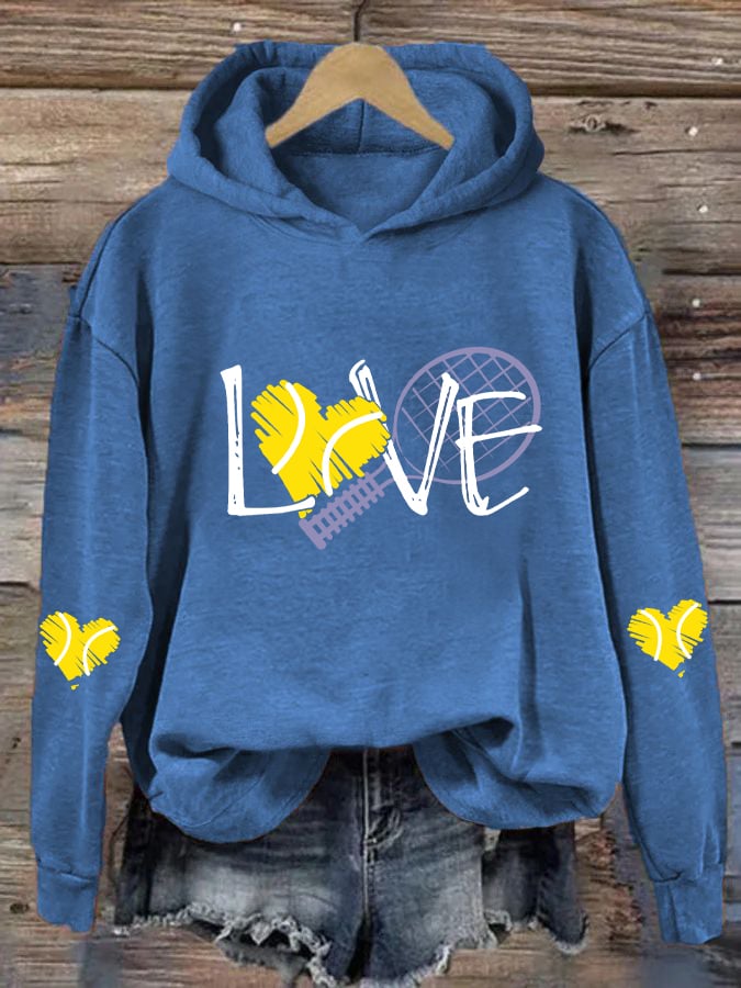 Women's Love Tennis Casual Hoodie