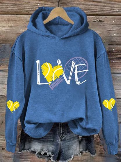 Women's Love Tennis Casual Hoodie