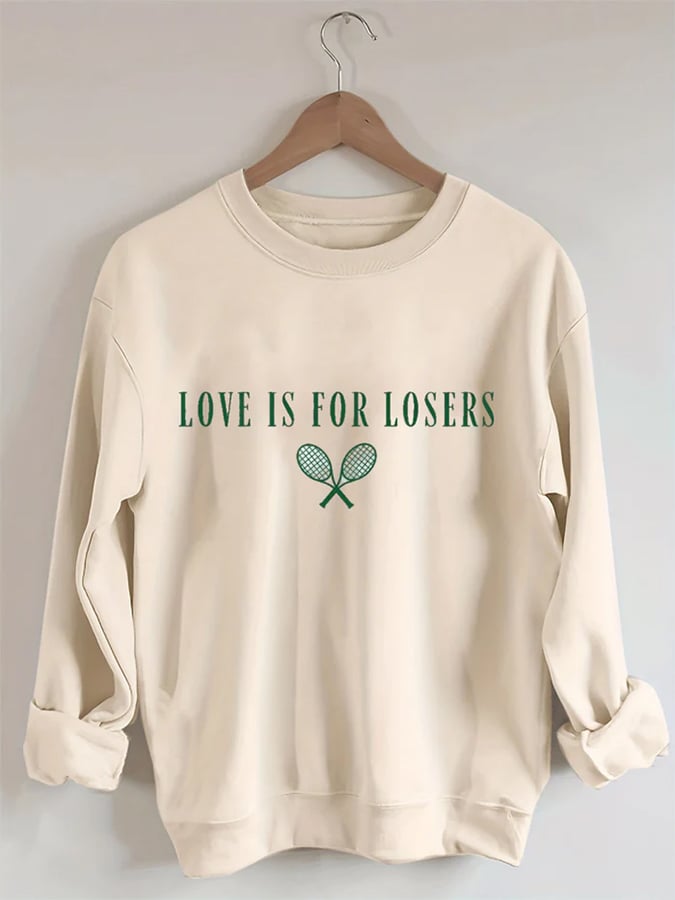 Women's Love Is For Losers Tennis Print Crewneck Sweatshirt