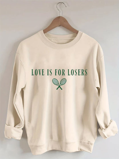 Women's Love Is For Losers Tennis Print Crewneck Sweatshirt