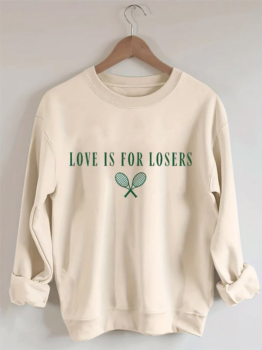 Women's Love Is For Losers Tennis Print Crewneck Sweatshirt