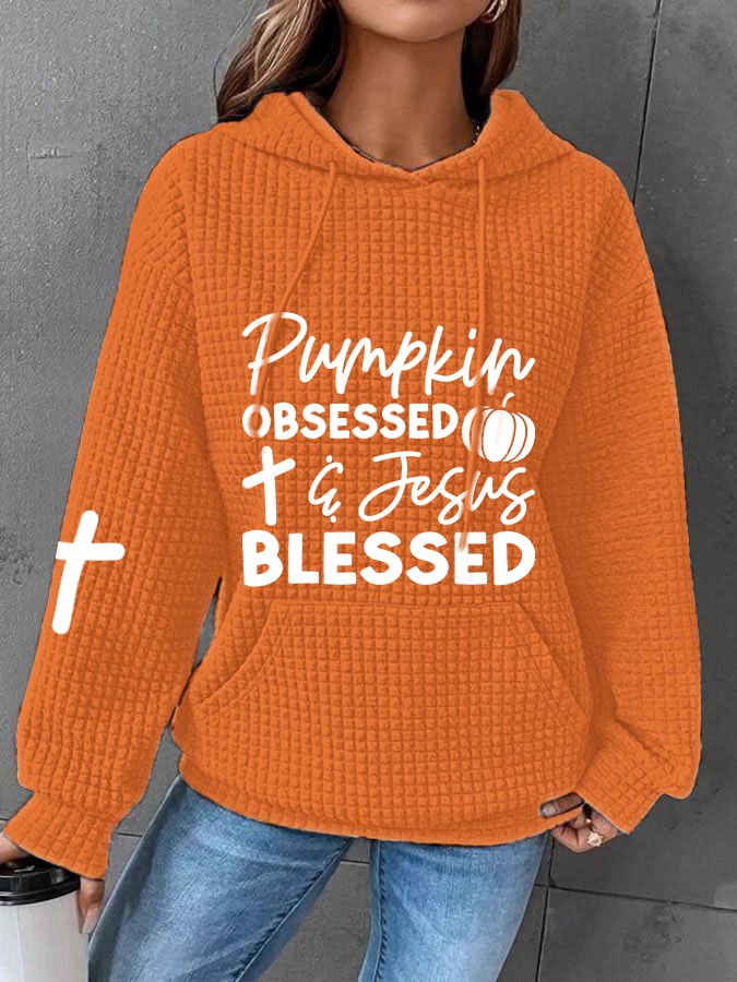 Women's Pumpkin Obsessed and Jesus Blessed Sweatshirt