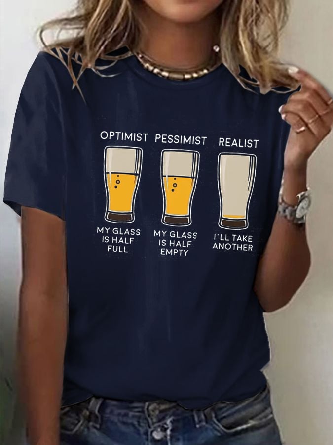 WOMen's Oktoberfest Beer Printed 100% Cotton Short Sleeve T-Shirt