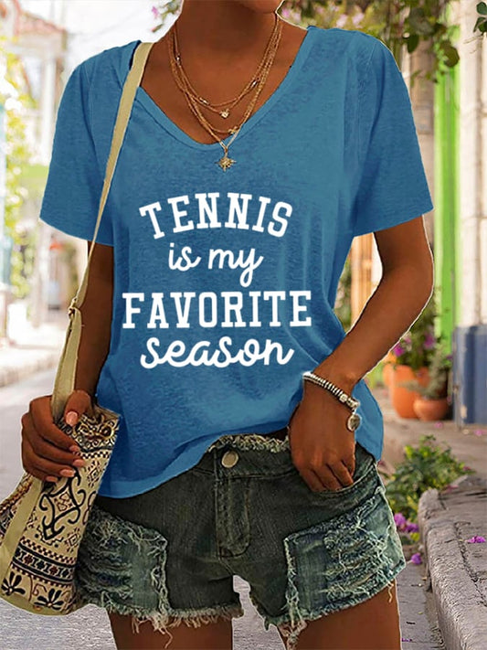 Women's Tennis Is My Favorite Season Print T-Shirt