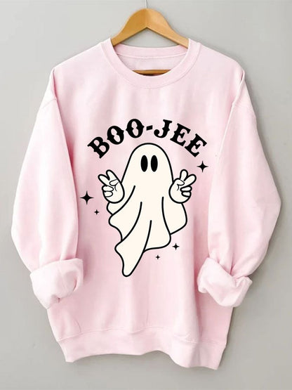 Women's Halloween Boo Jee Cute Ghost Casual Sweatshirt