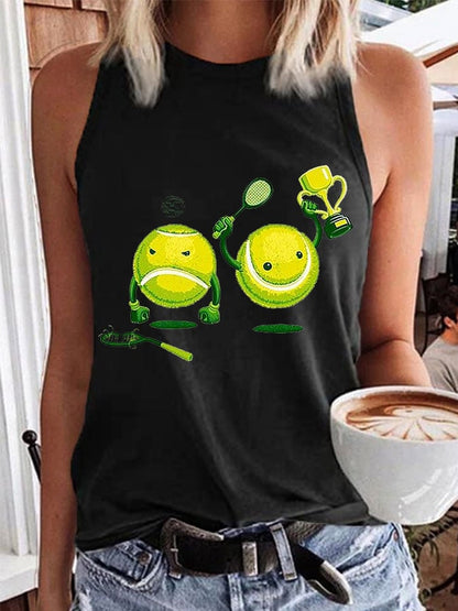 Women's Tennis Funny Print Casual Vest