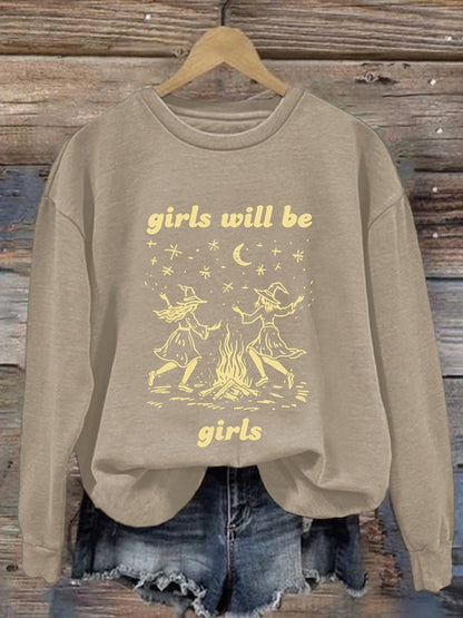 Women's Girls Witch Print Sweatshirt