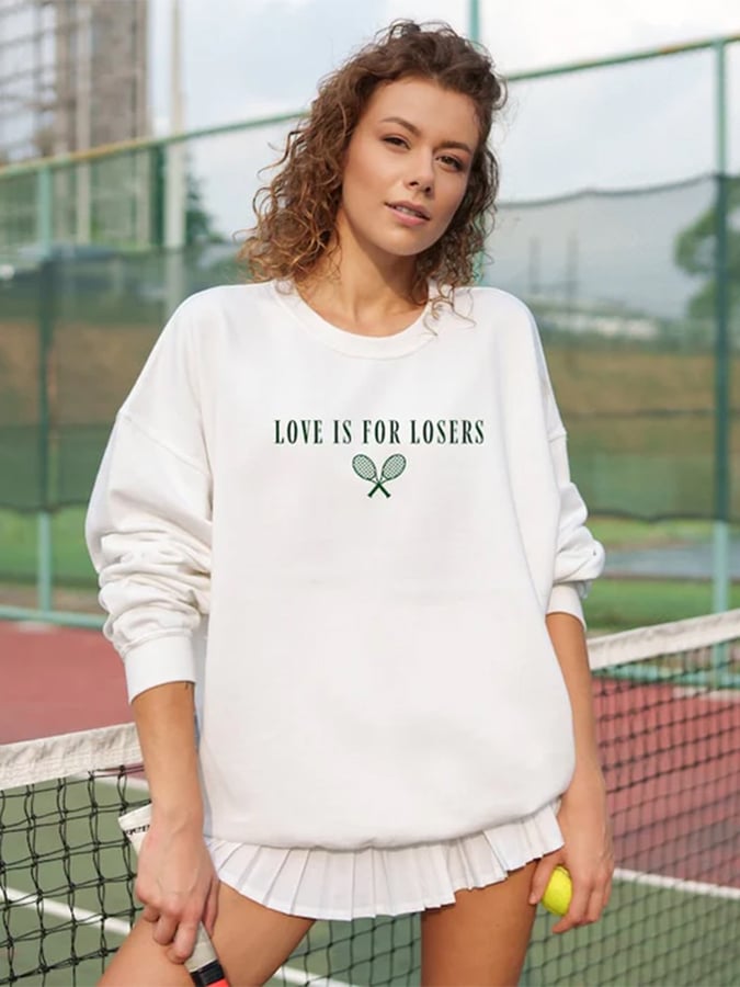 Women's Love Is For Losers Tennis Print Crewneck Sweatshirt