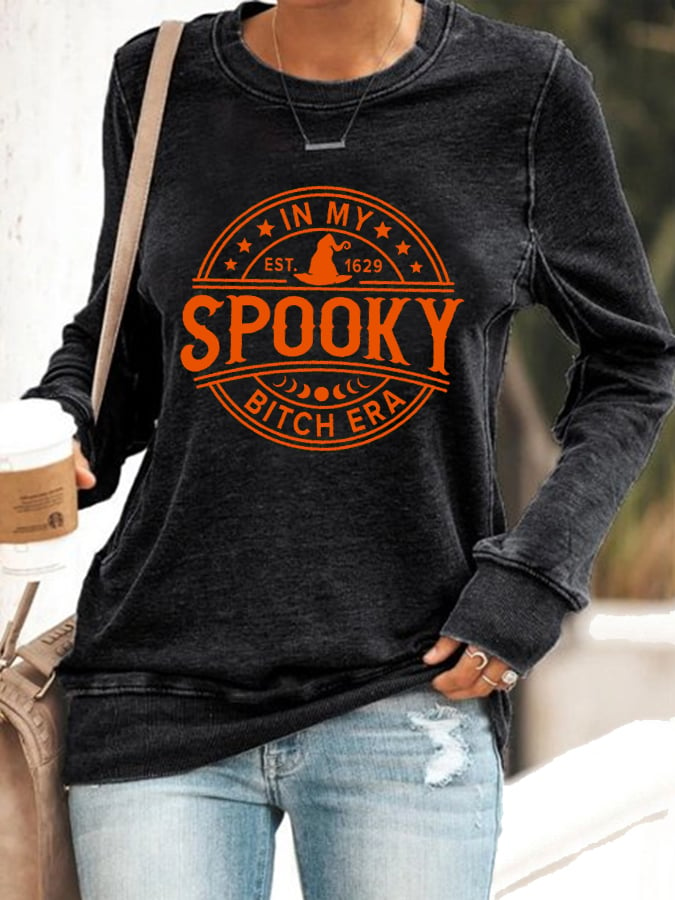 Women's In My Spooky Bitch Era Est.1629 Print Sweatshirt