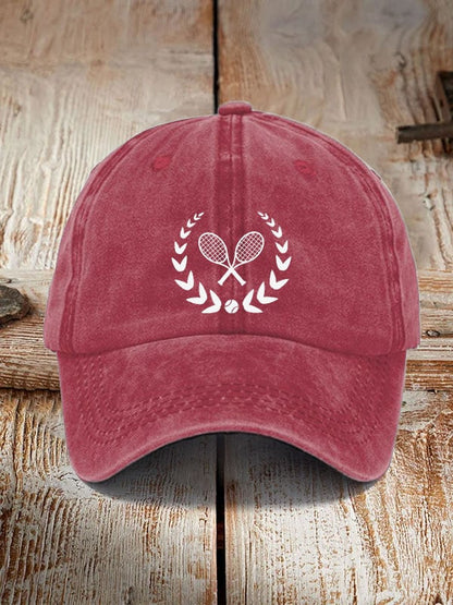 tennis print hat