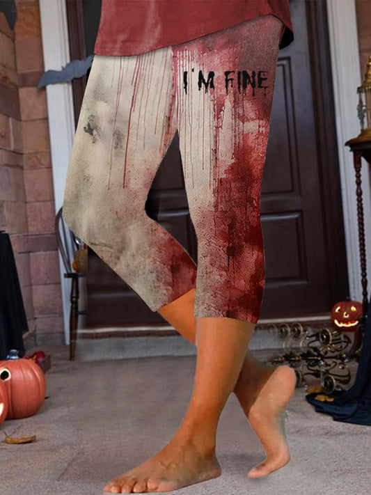 Women's Bloody I'm Fine Halloween Print Leggings