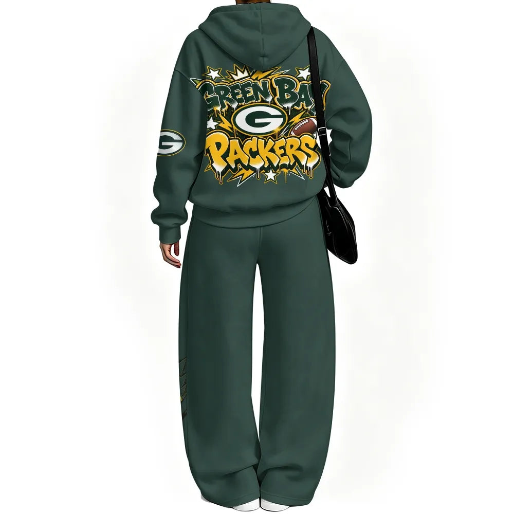 Green Bay Packers Vintage Plush Hoodie set| NFL